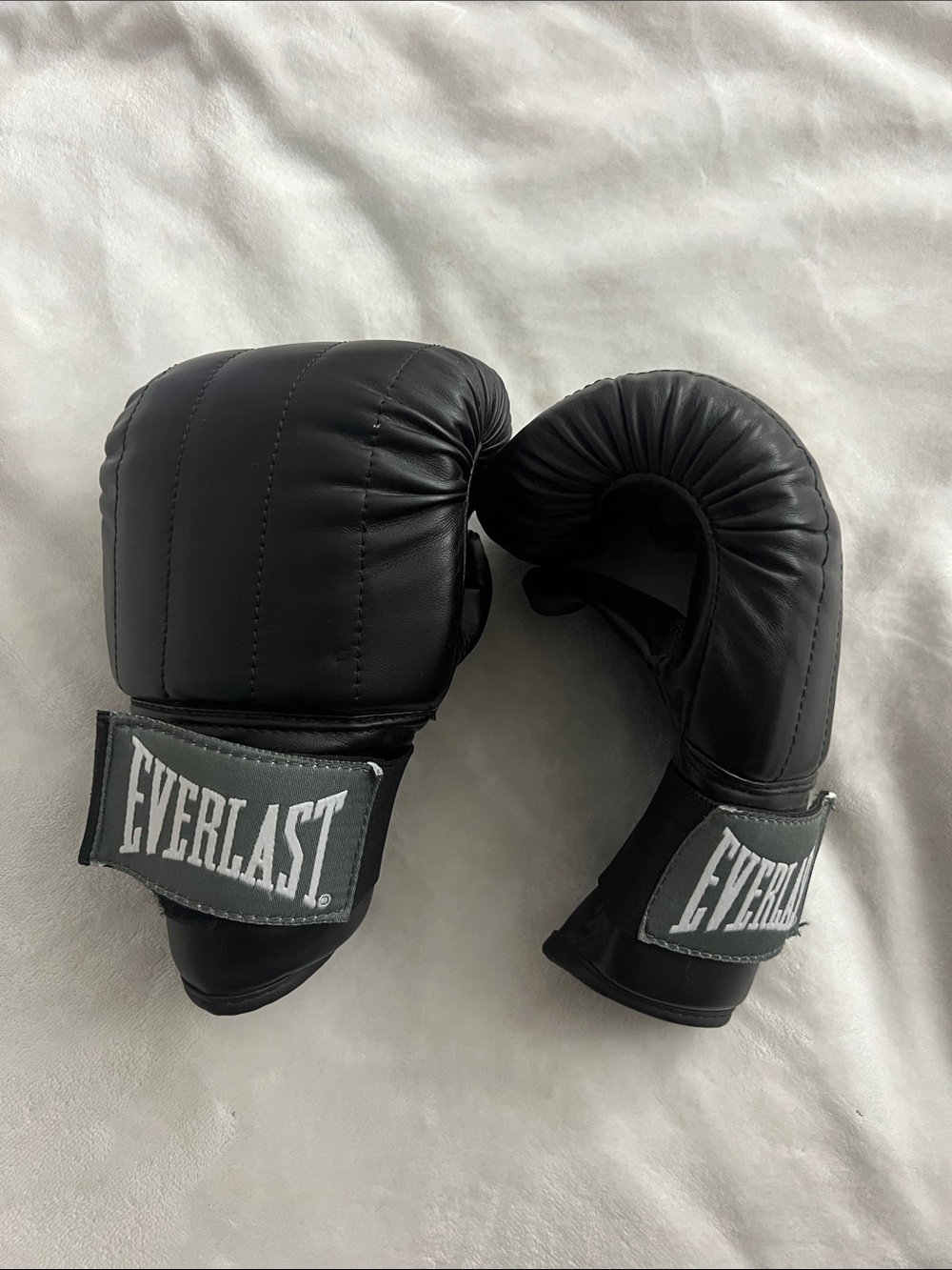 Everlast Black Boxing Gloves with Gray Logo Strap